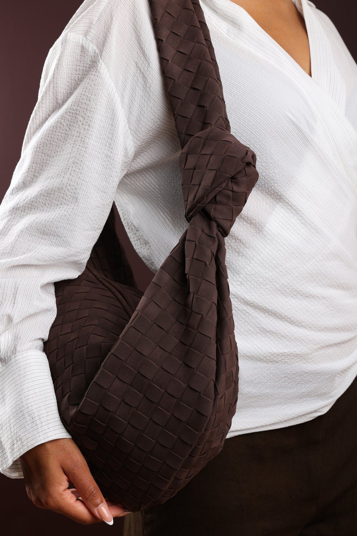 Where's That From 'Aqua' Knotted Strap Woven Shoulder Bag image 6