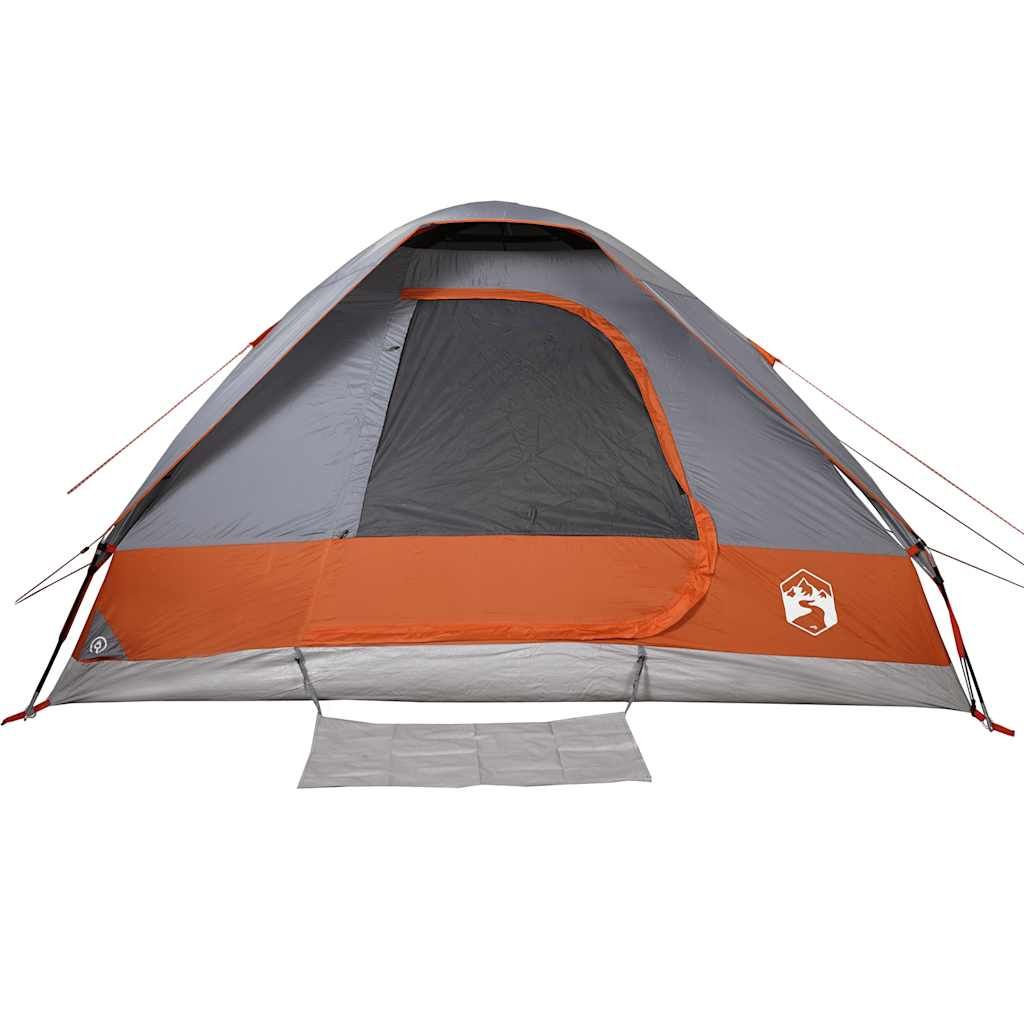 Berkfield Home Camping Tent Dome 4-Person Grey and Orange Waterproof image 6