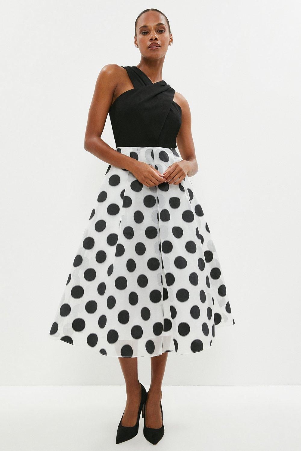 Coast 2 In 1jacquard Spot Skirt Dress Mono image 1