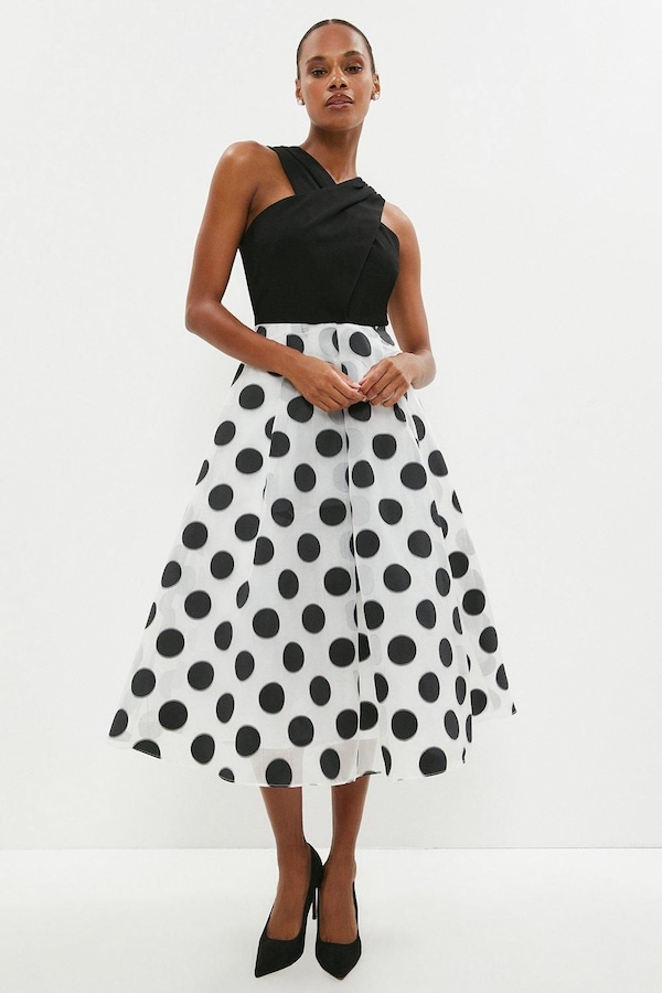 Coast 2 In 1jacquard Spot Skirt Dress Mono