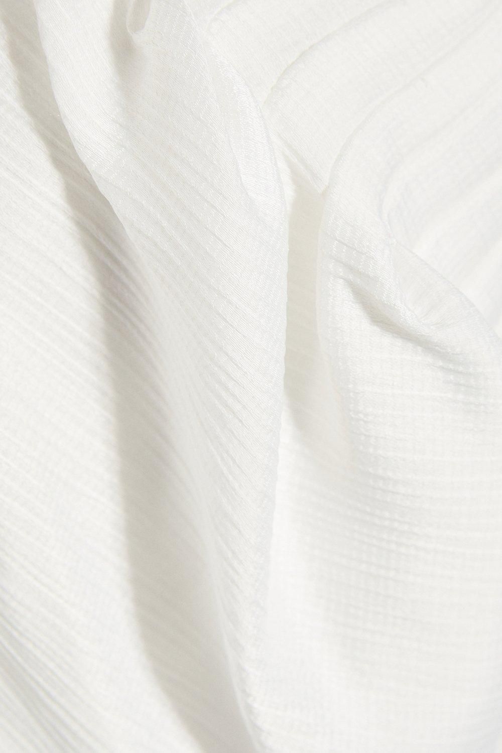 MissPap Textured Satin Pleated Bust Frill Bardot Top Ivory image 5