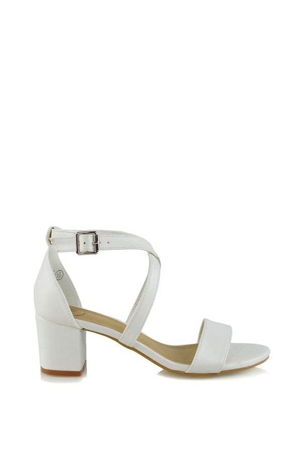 XY London 'Jordyn' Cross Over Buckle Strap Chunky Low Block Heels