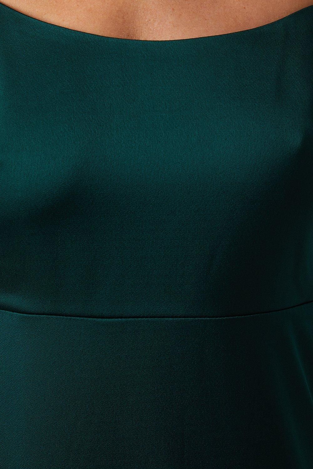 Oasis Cold Shoulder Satin Bridesmaid Midaxi Dress Emerald image 5