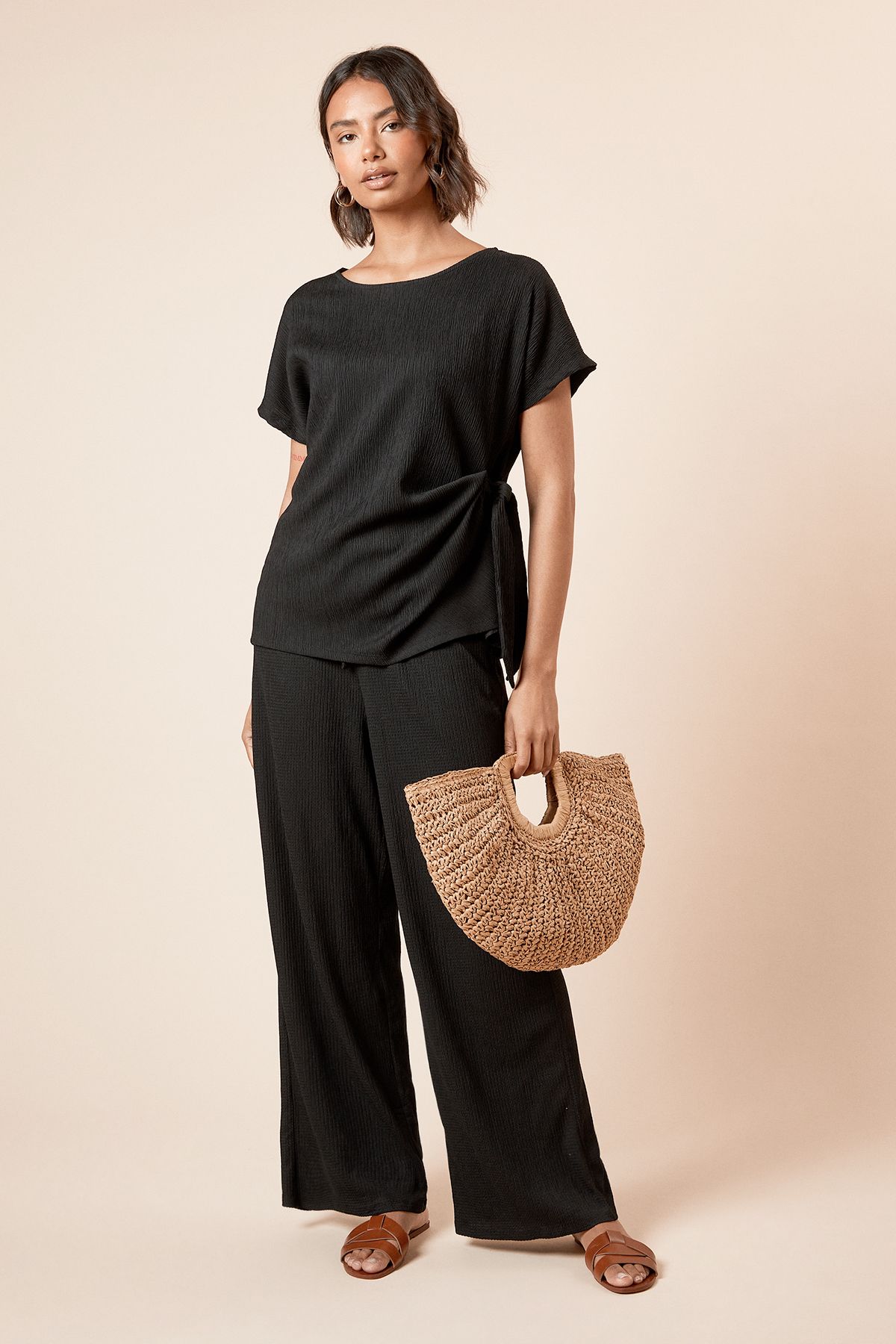 Dorothy Perkins Knot Tie Side Jersey T Shirt Black image 2