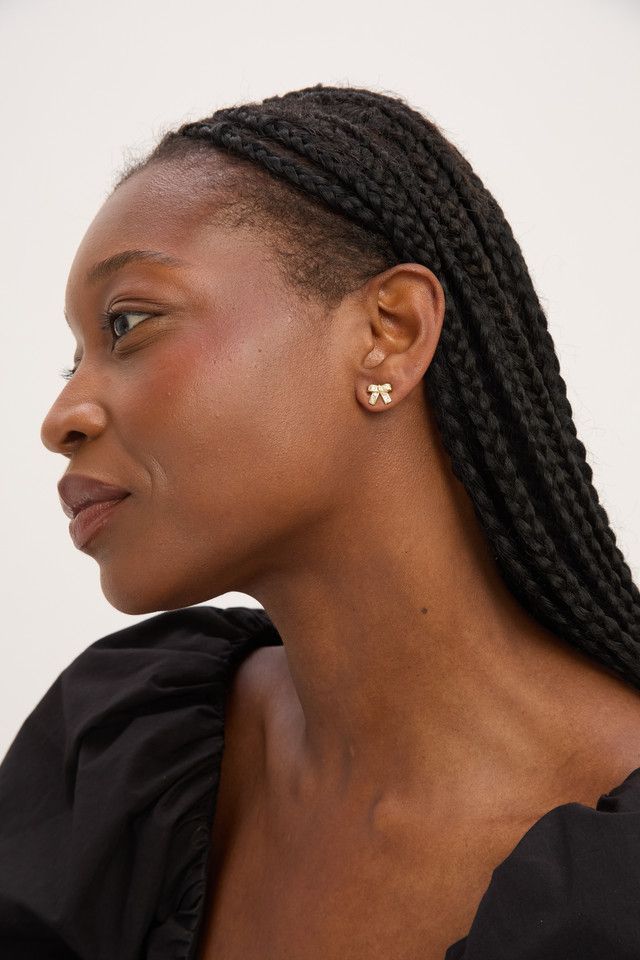 Jon Richard Gold Plated and Crystal Mini Bow Earrings image 2