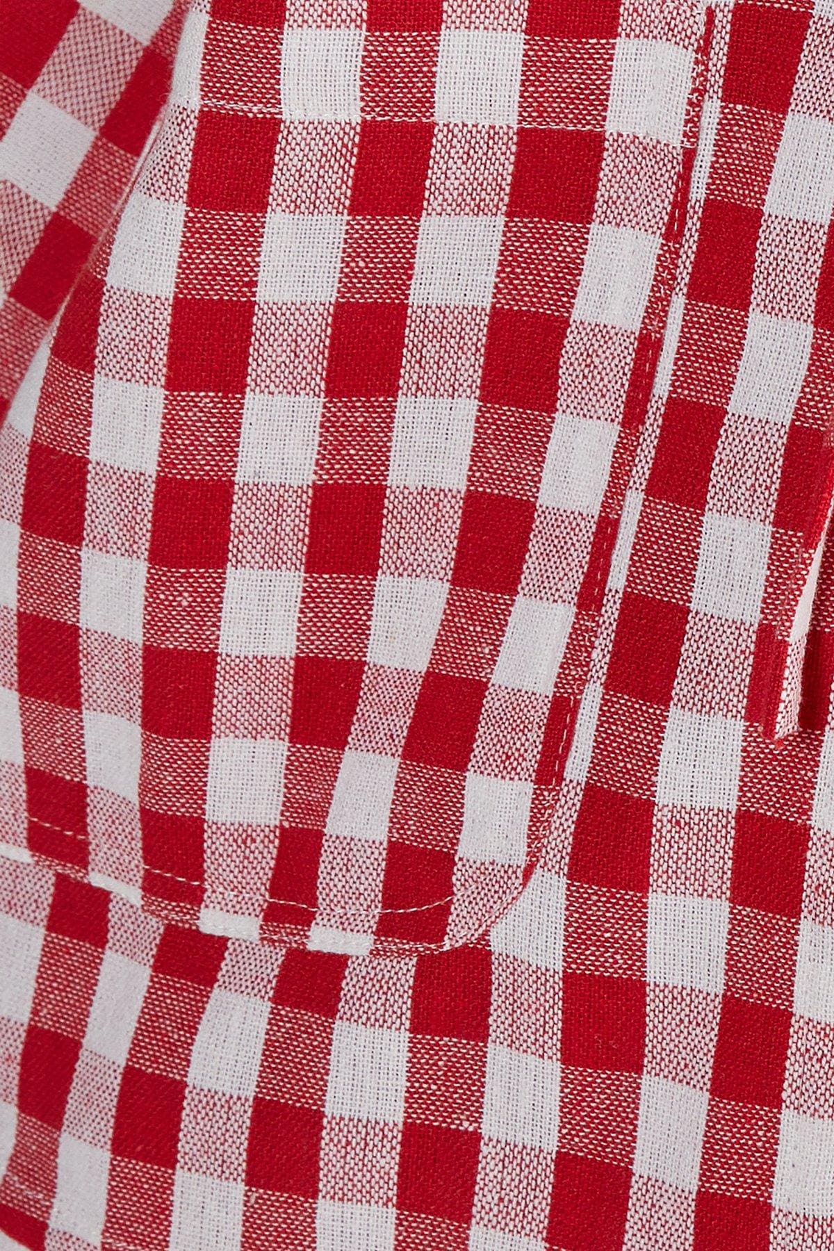 NastyGal Gingham Tie Front Vest Red image 5