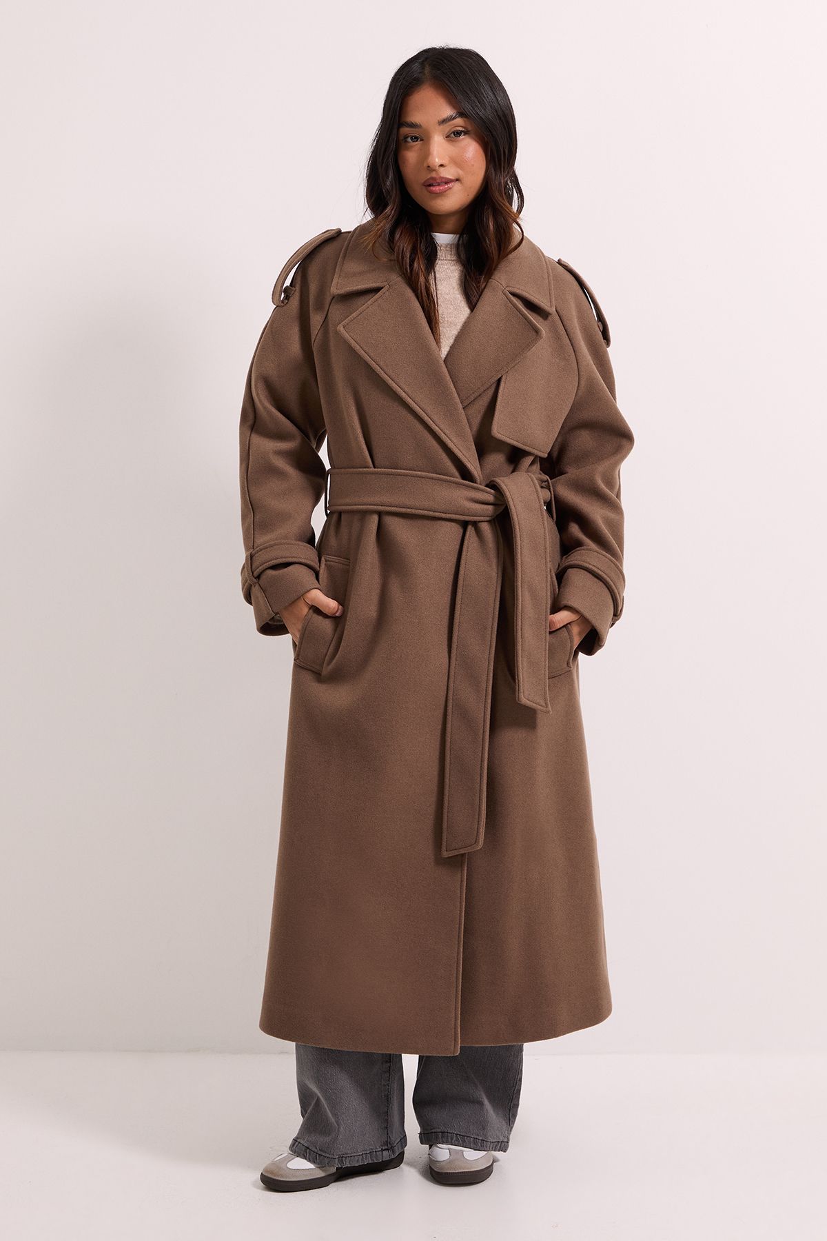 Dorothy Perkins Petite Belted Trench Oatmeal