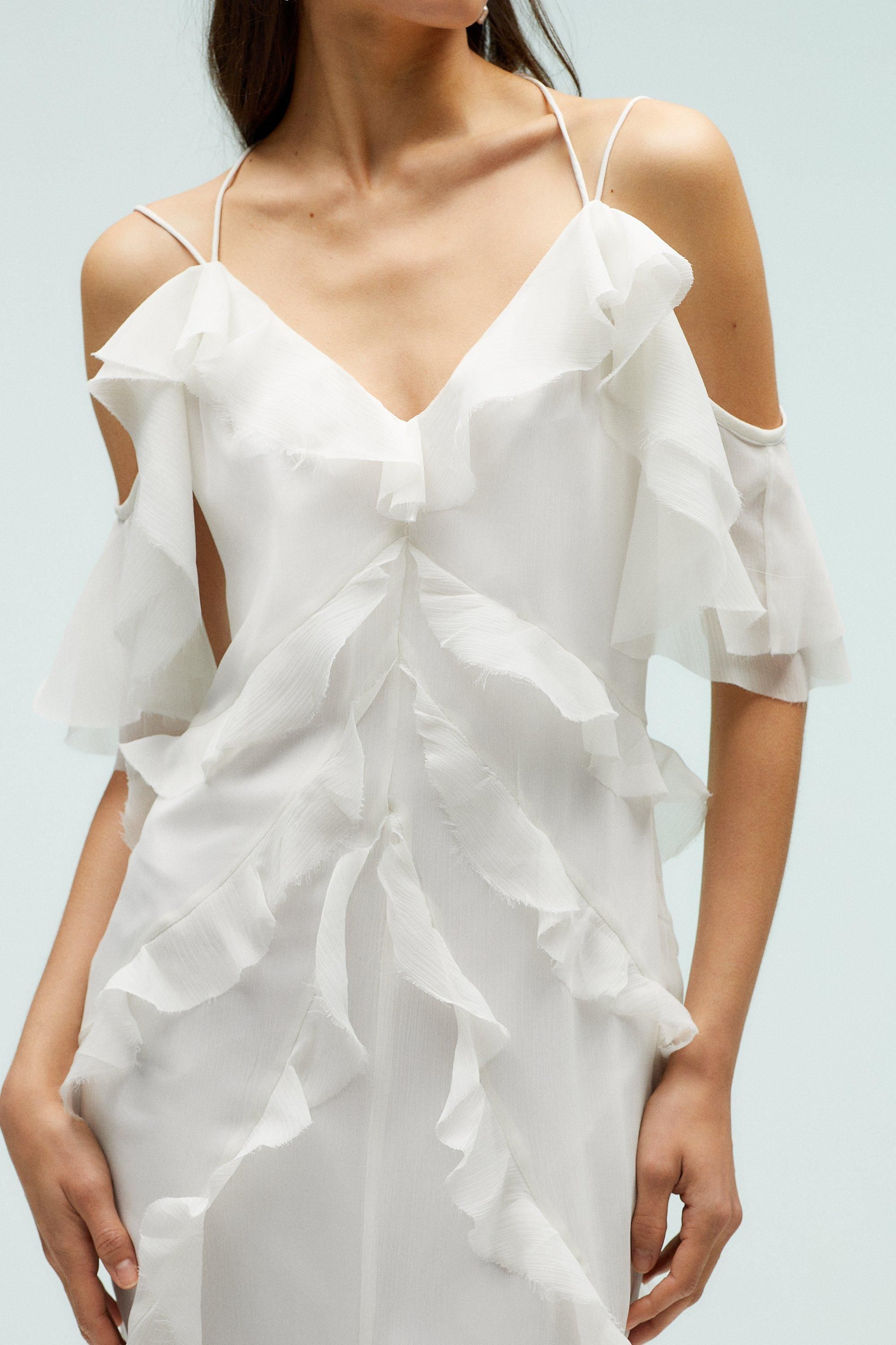 Coast Statement Frill Cold Shoulder Open Back Dress Ivory image 6