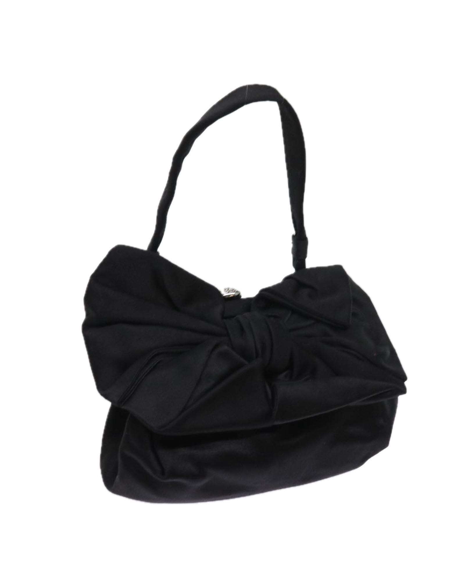 Valentino Preloved Bow Detail Handbag Black Satin Wo image 1