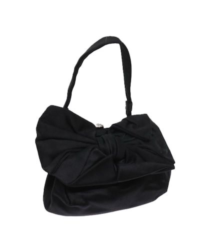 Valentino Preloved Bow Detail Handbag Black Satin Wo