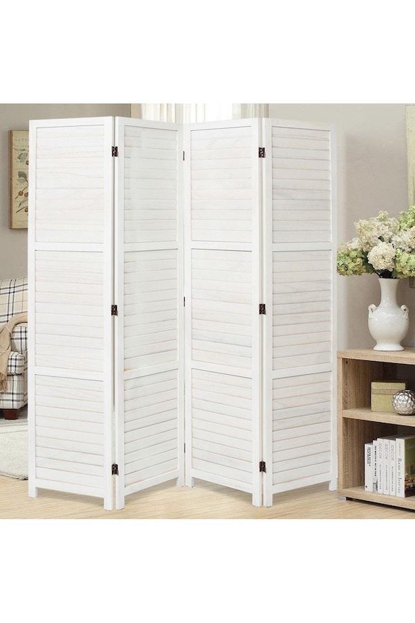 Living and Home Folding Solid Wood Room Divider Privacy Screen