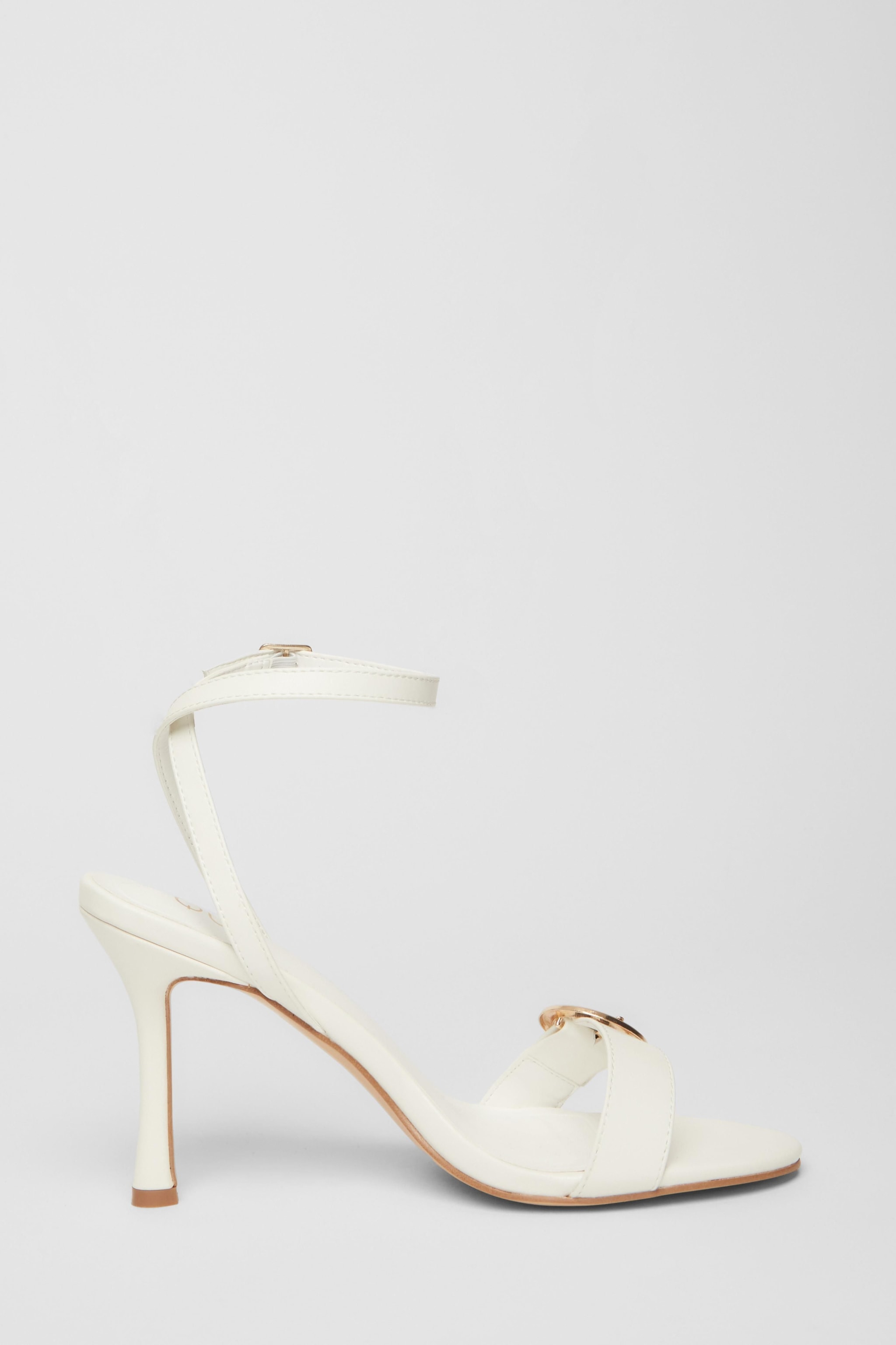 Quiz White Buckle Front Heels image 5