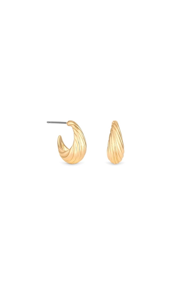 Inicio Gold Plated Textured Hoop Earrings - Gift Pouch