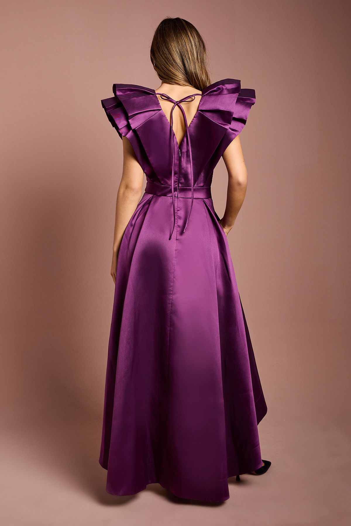 Coast Frill Sleeve V Neck Midi Dress Purple image 3