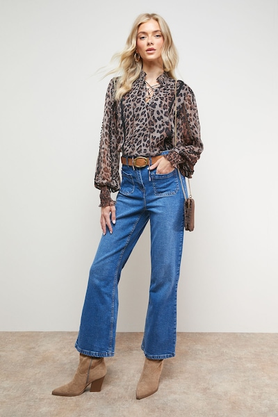 Oasis Printed Tie Neck Ruffle Detail Chiffon Blouse Multi