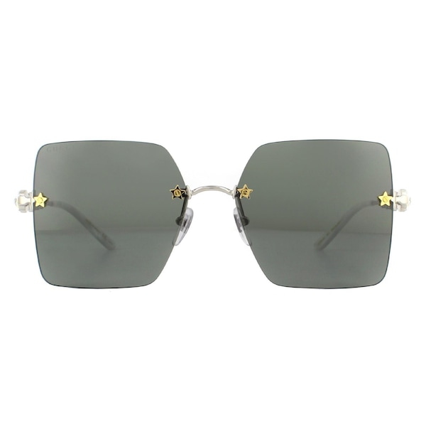 Gucci Rimless Silver Grey Sunglasses