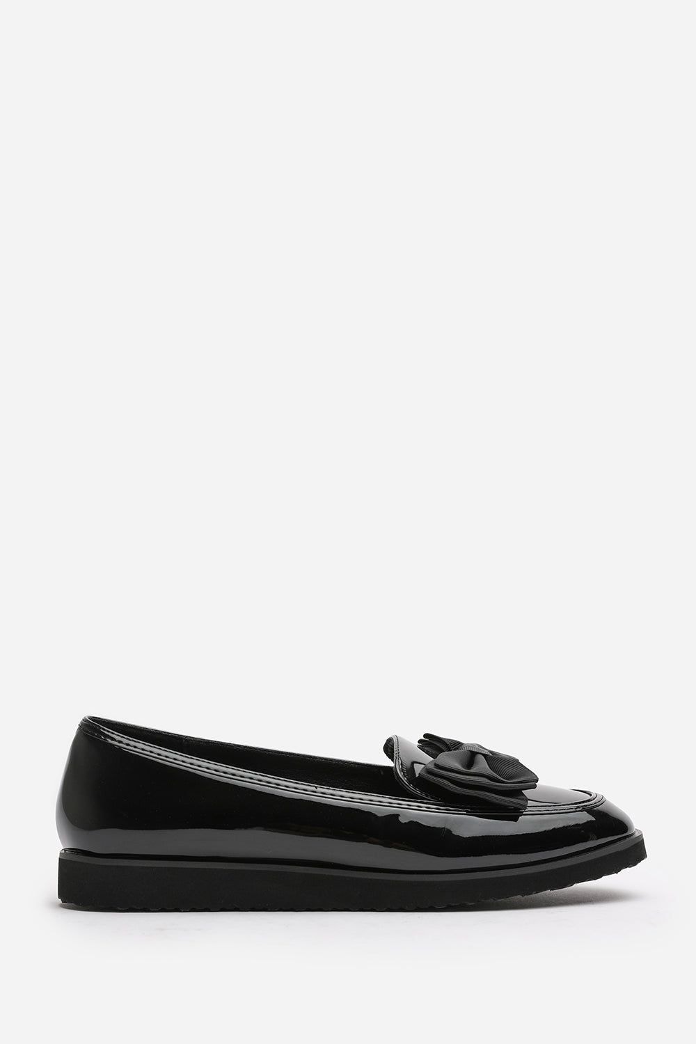 Where's That From 'Cathy' Extra Wide Fit School Shoes Slip On Loafers With Bow image 2