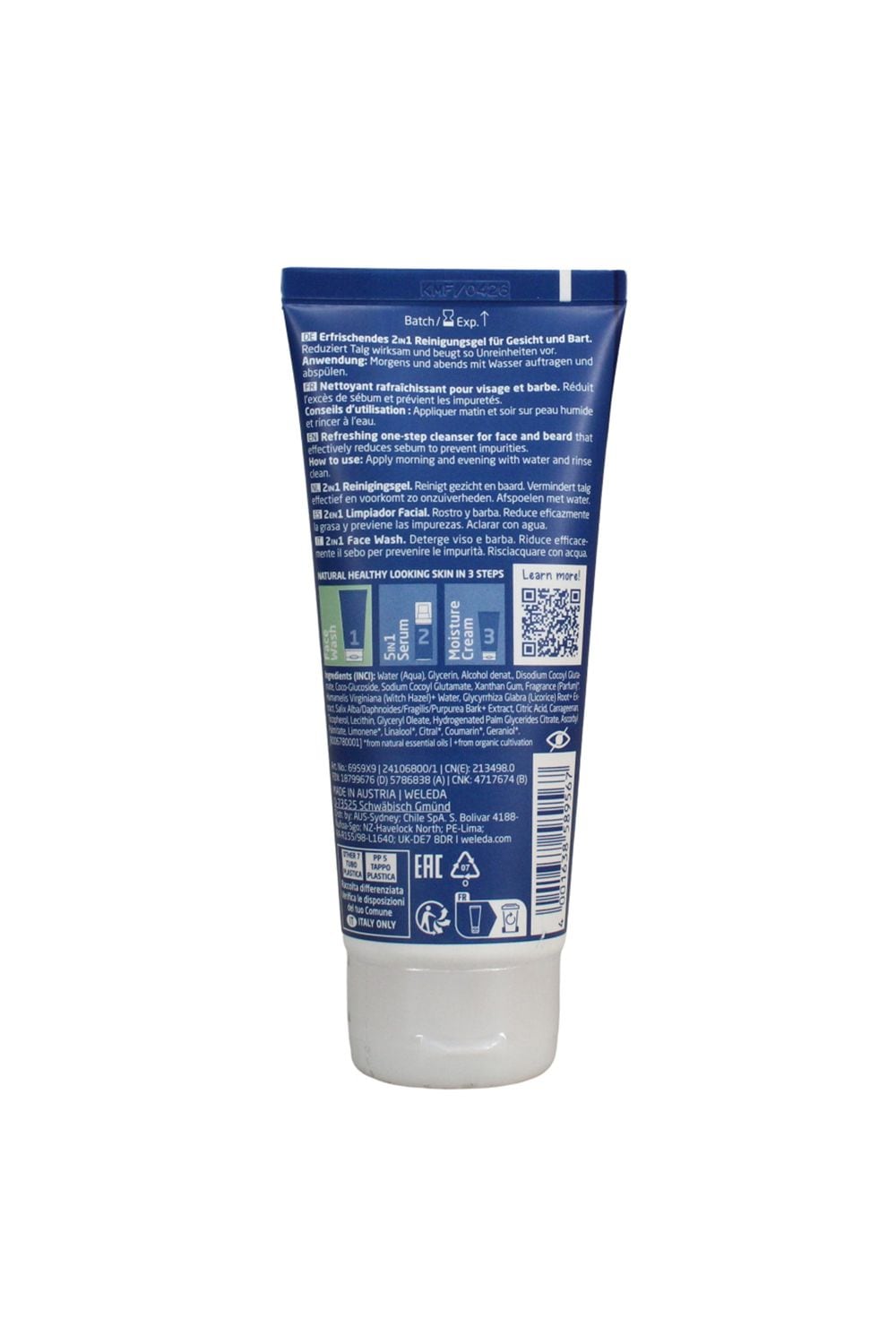 Weleda Men's 2 in 1 Face Wash 100ml Multi image 2