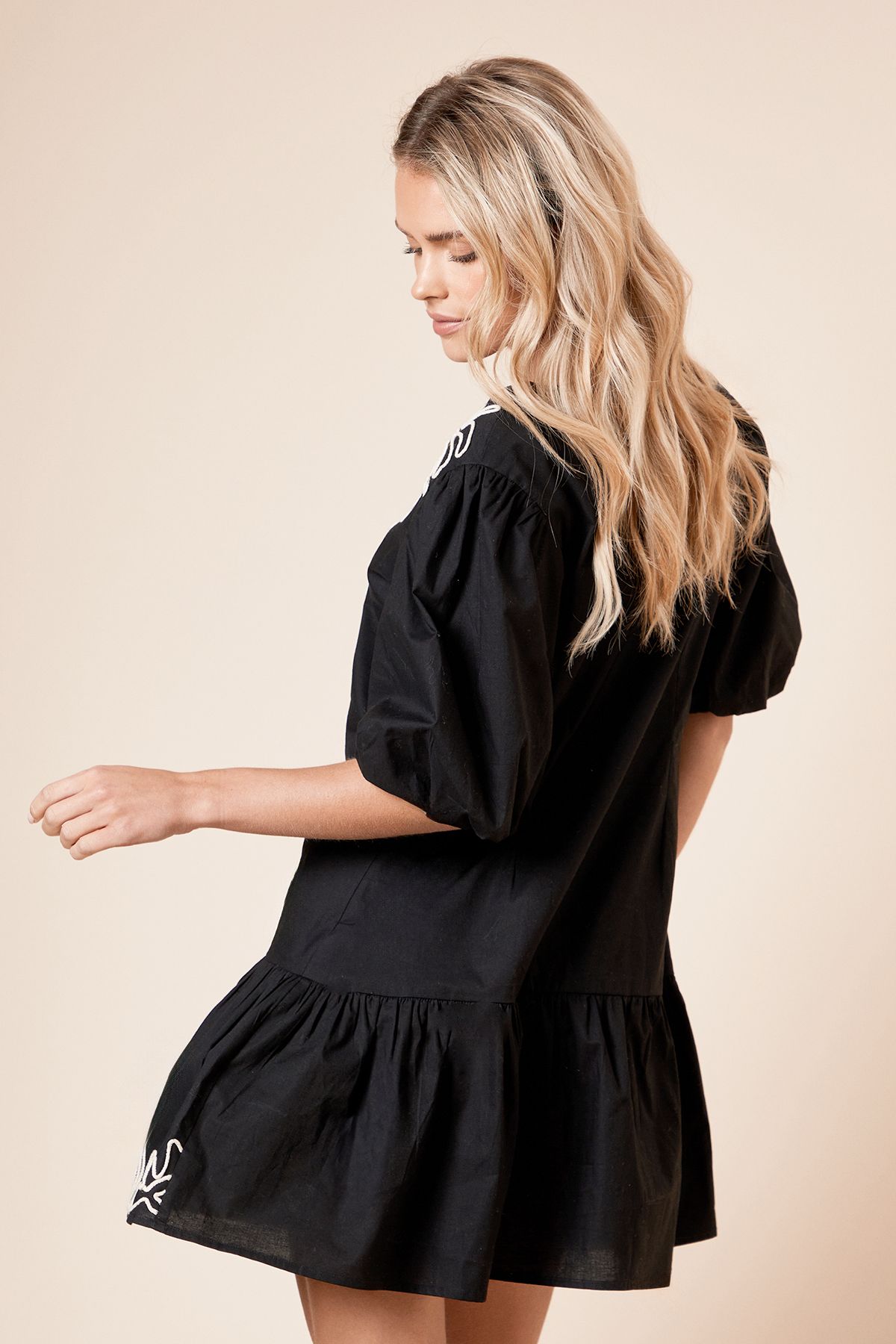 Dorothy Perkins Petite Cornelli Poplin Mini dress Black image 3