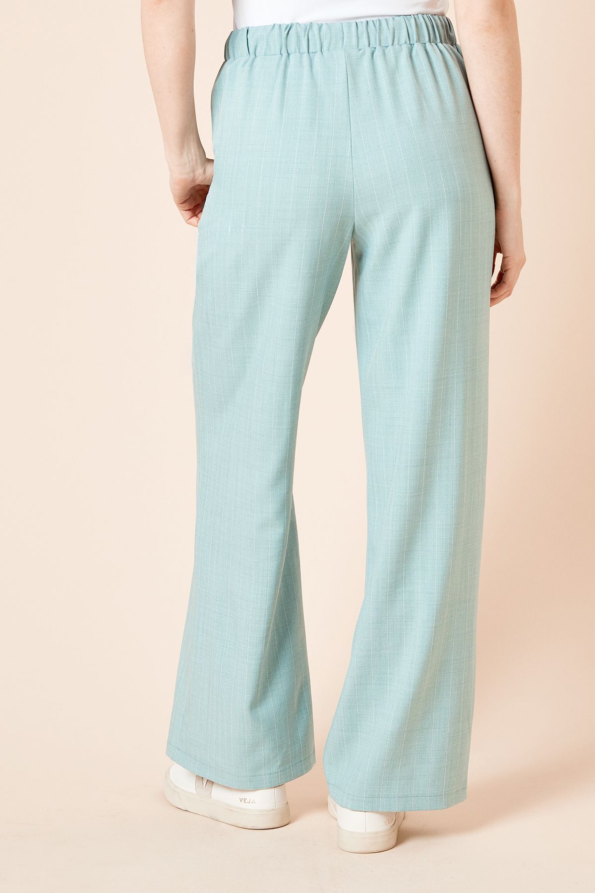 Dorothy Perkins Elasticated Waist Wide Leg Stripe Trouser Blue image 4