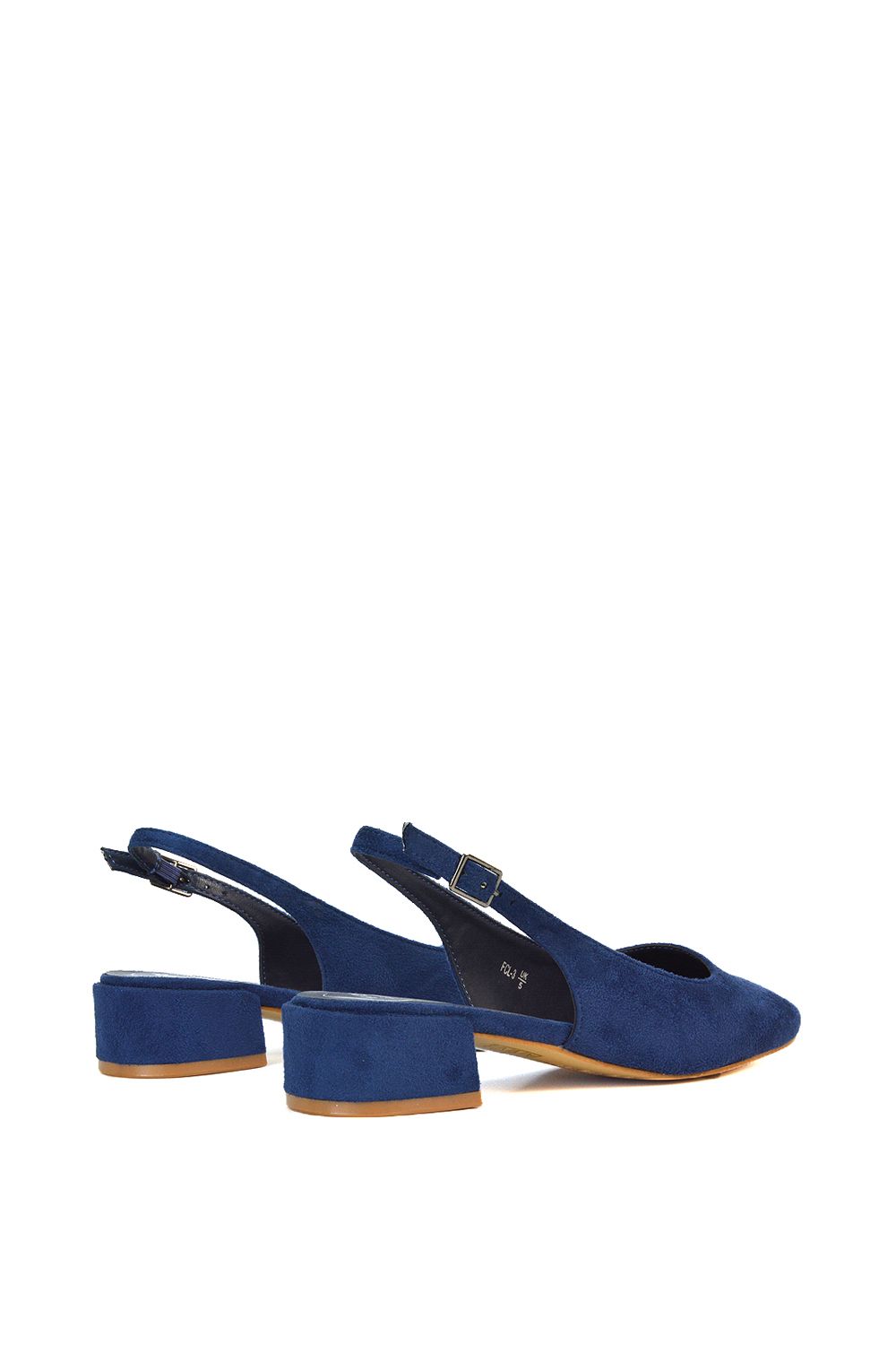 XY London 'Jilly' Square Toe Slingback Low Block Heel Court Shoes image 6