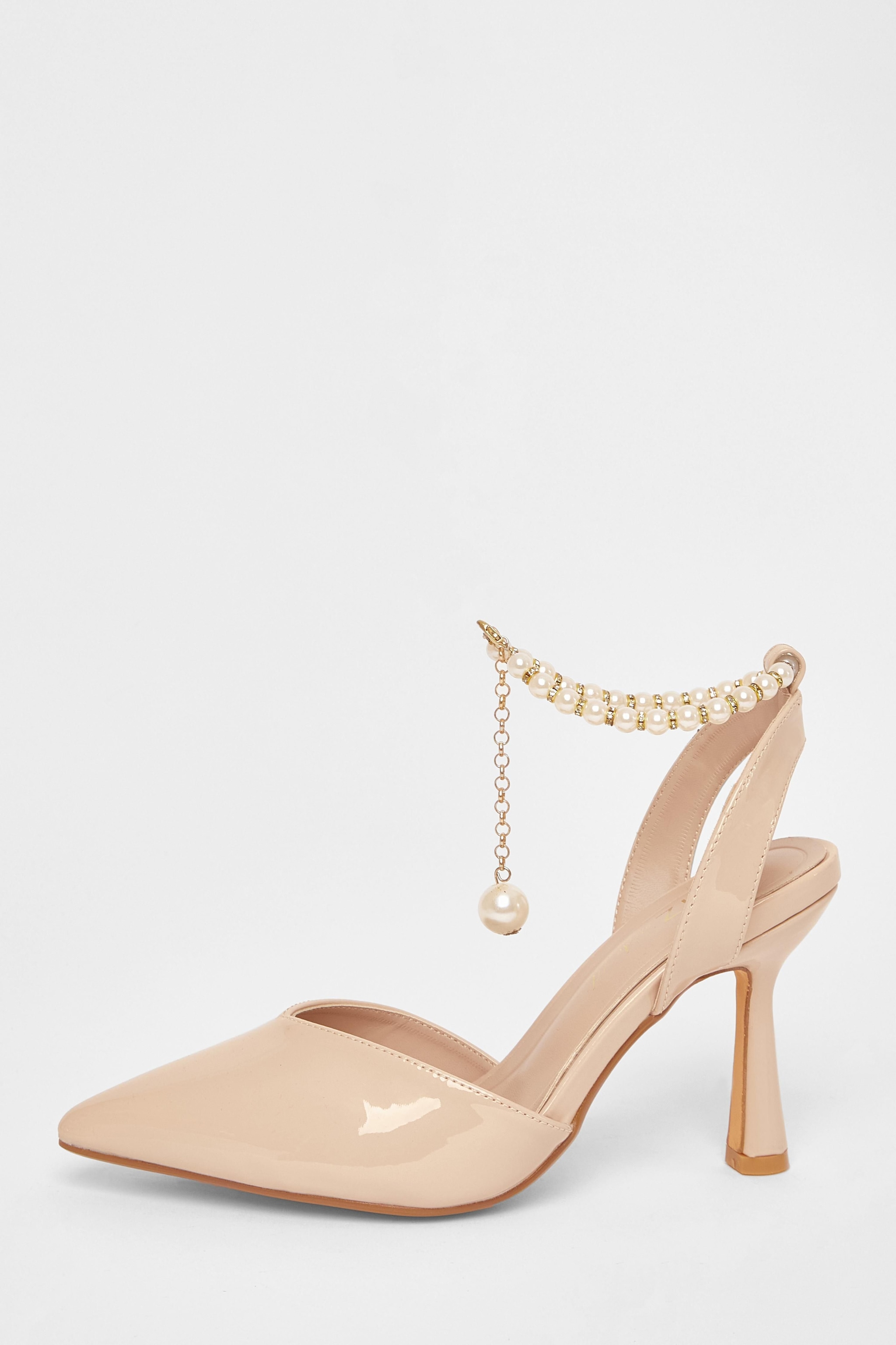 Quiz Nude Wide Fit Strap Court Heels image 3