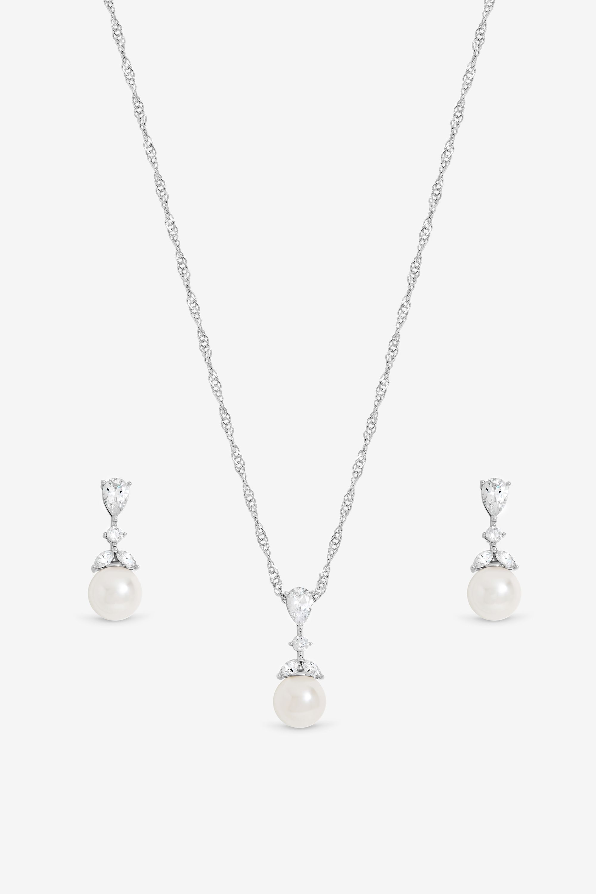 Jon Richard Rhodium Plated Crystal Leaf and Pearl Set - Gift Box image 3