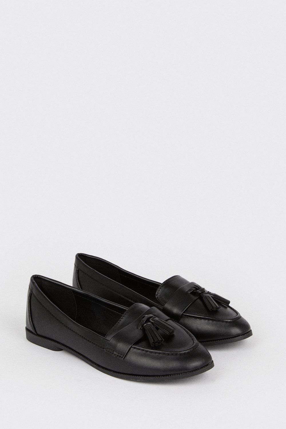 Dorothy Perkins Wide Fit Lennie Tassel Loafers Black image 3
