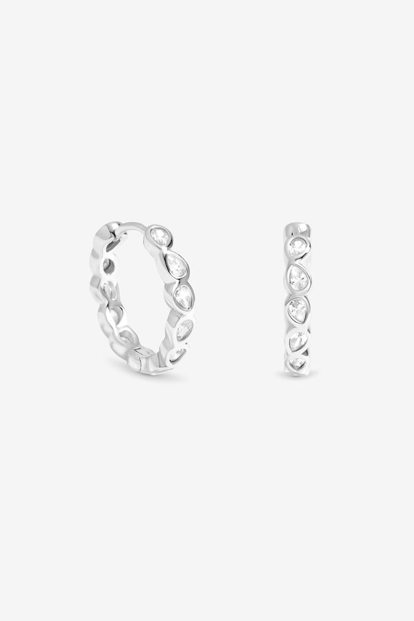 Simply Silver Sterling Silver 925 Cubic Zirconia Besel Hoop Earrings