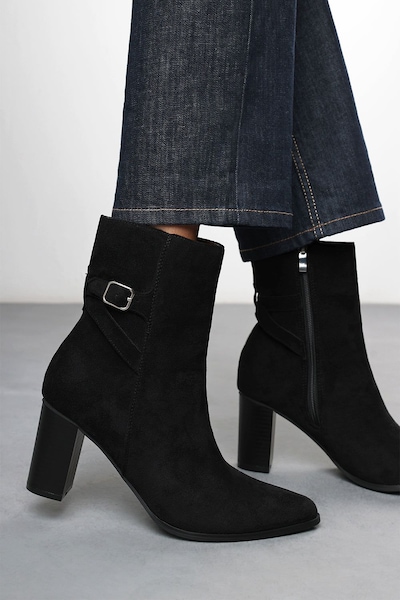 Where's That From 'Jolie' Suede Mid Heel Ankle Boots with Side Buckle