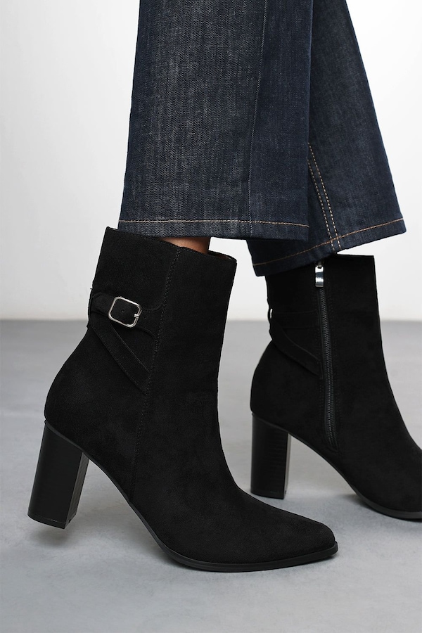 Where's That From 'Jolie' Suede Mid Heel Ankle Boots with Side Buckle