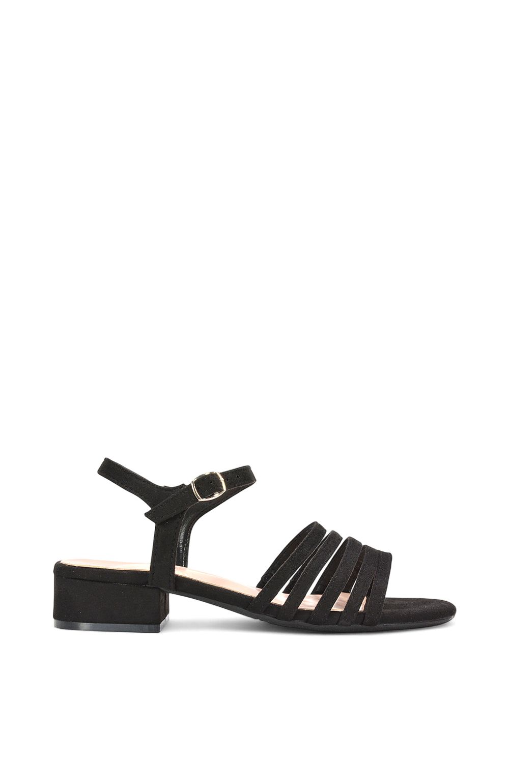 XY London 'Katie' Low Heel Open Toe Sandals With Ankle Strap