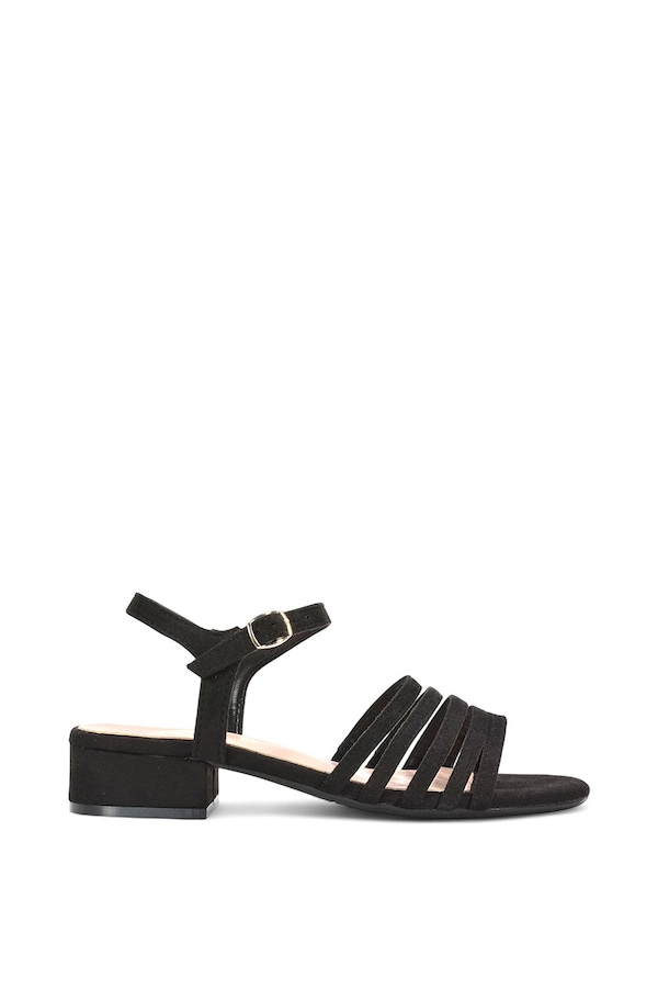 XY London 'Katie' Low Heel Open Toe Sandals With Ankle Strap