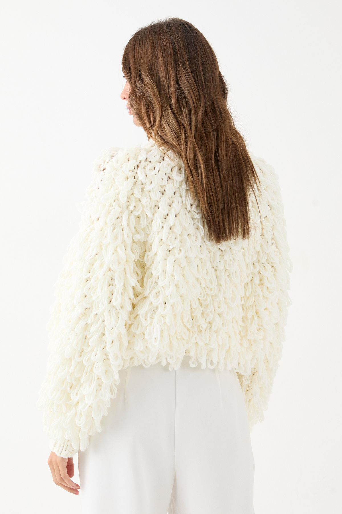 MissPap Zip Up Cream Fringe Loop Bomber Neutral image 3
