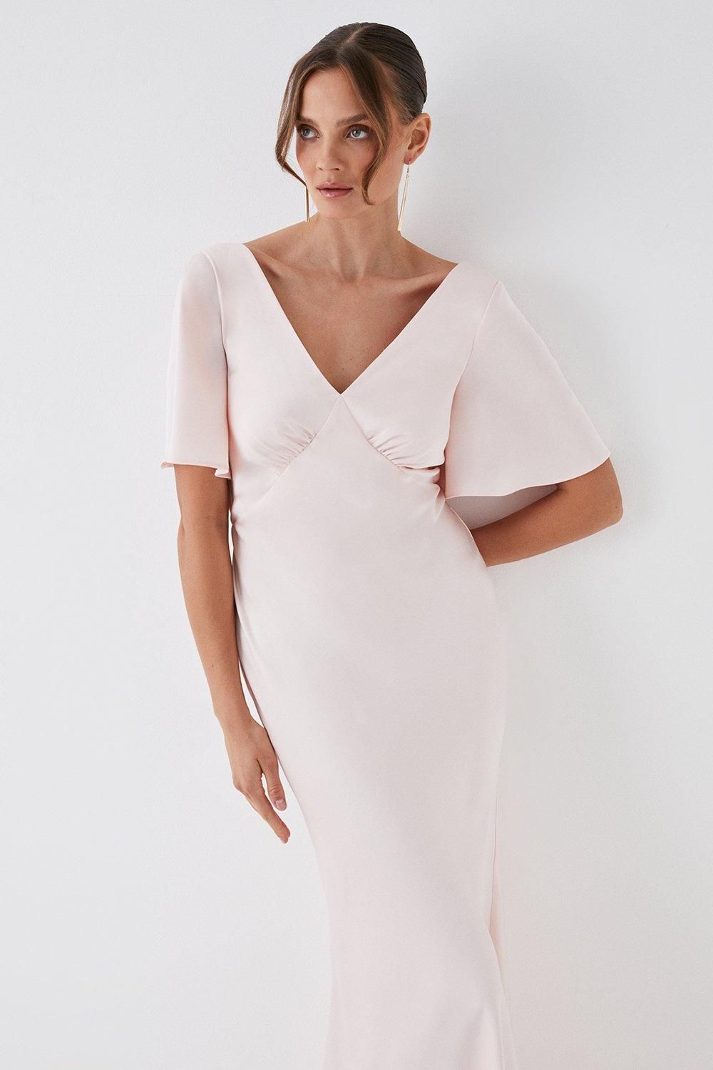 Coast Tie Back Satin Back Crepe Bridesmaid Dress Blush image 2