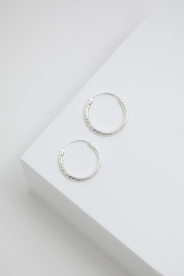 Simply Silver Simply Silver Sterling Silver 925 Textured Mini Sleeper Hoop Earrings