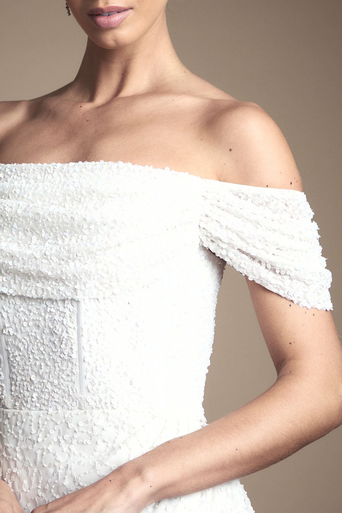 Coast Coast Honoured Sequin Bardot  Wrap Skirt Wedding Dress Ivory image 5