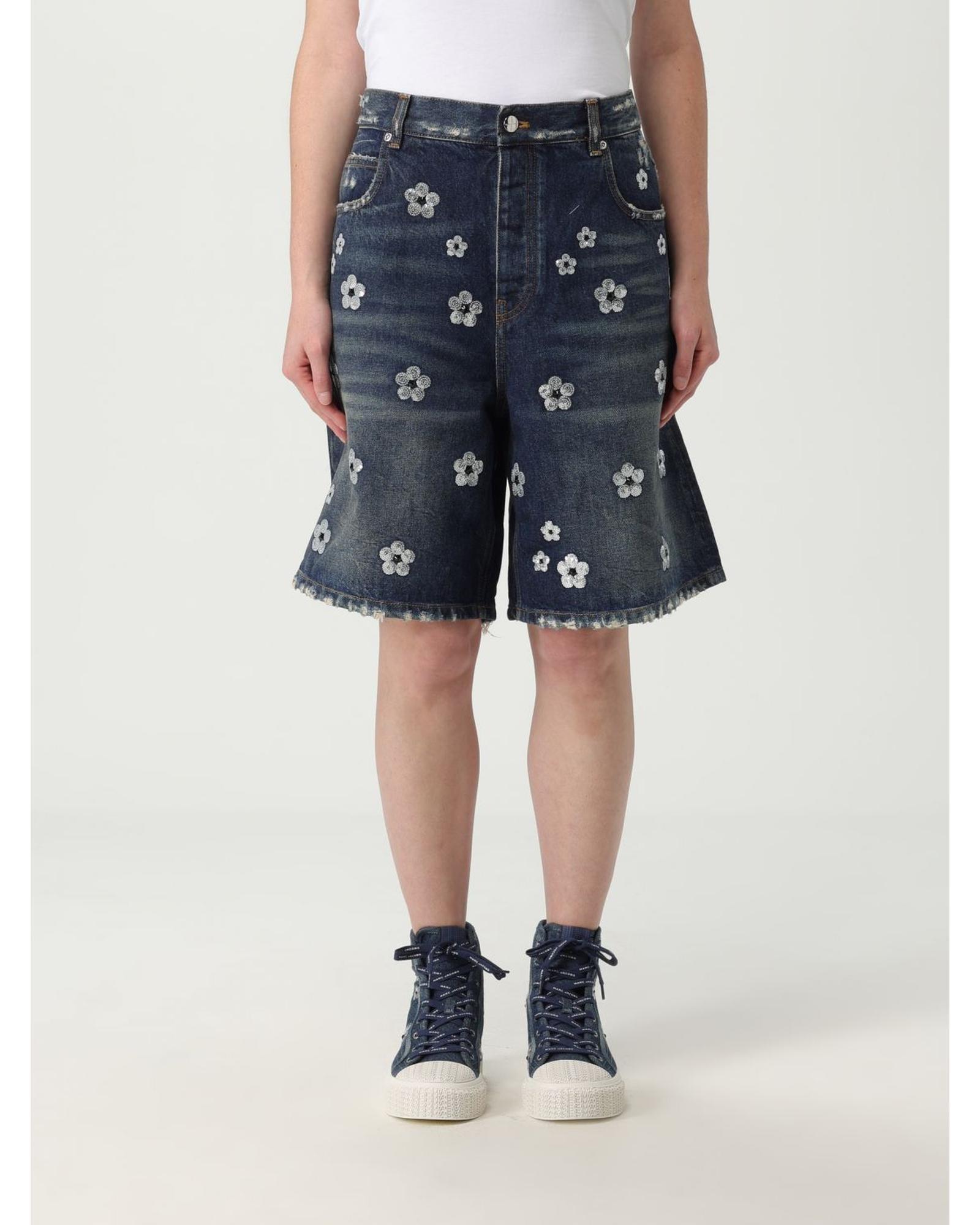 Marc Jacobs Sequin Flower Denim Shorts Wo - Blue image 1
