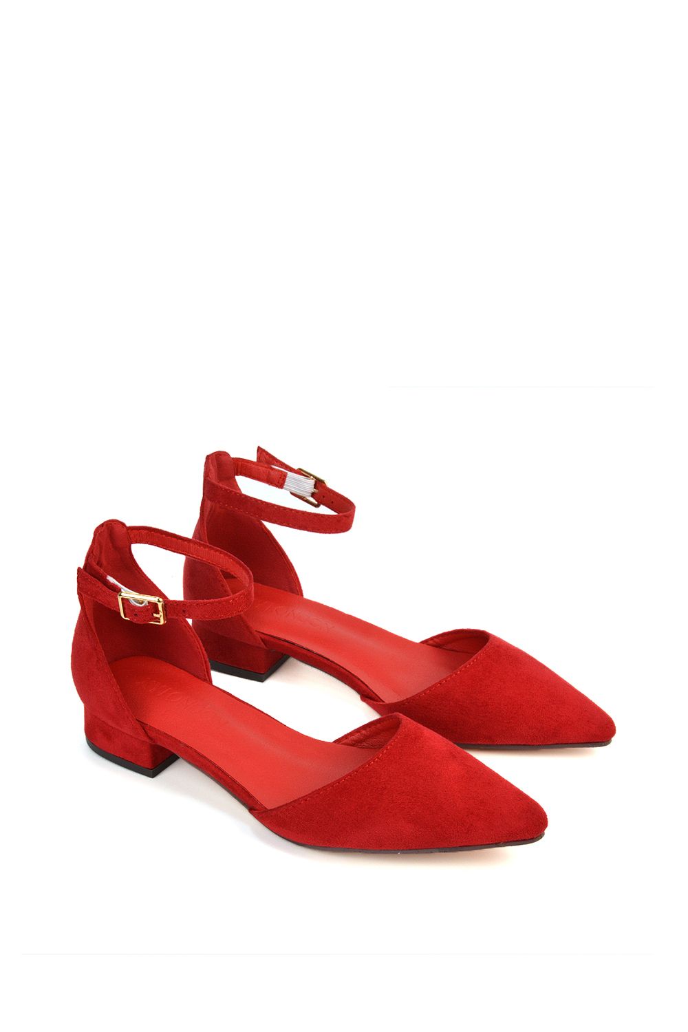 XY London 'Jenny' Low Heel Flat Pointed Toe Ankle Strap Court Shoes image 5