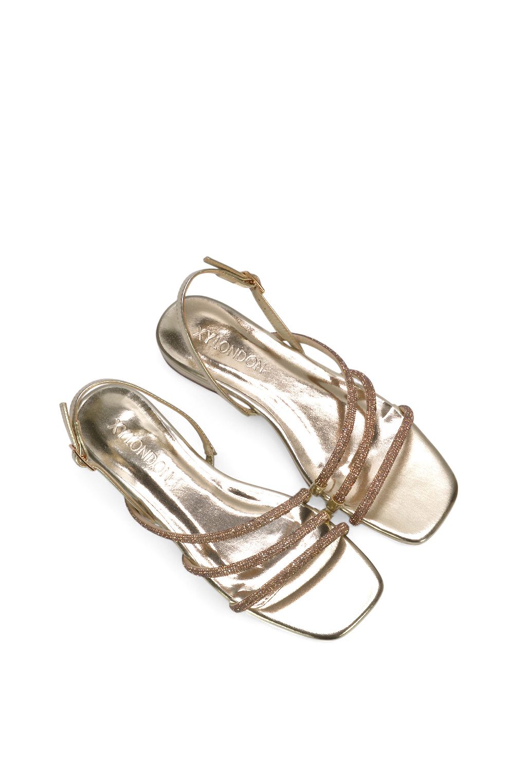 XY London 'Abigale' Strappy Diamante Flat Slingback Sandals With Buckle image 6
