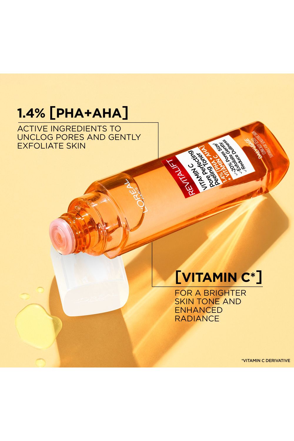 L'Oréal Paris Bright Reveal Vitamin C Pore Perfecting Peeling Toner, 180ml Multi image 3