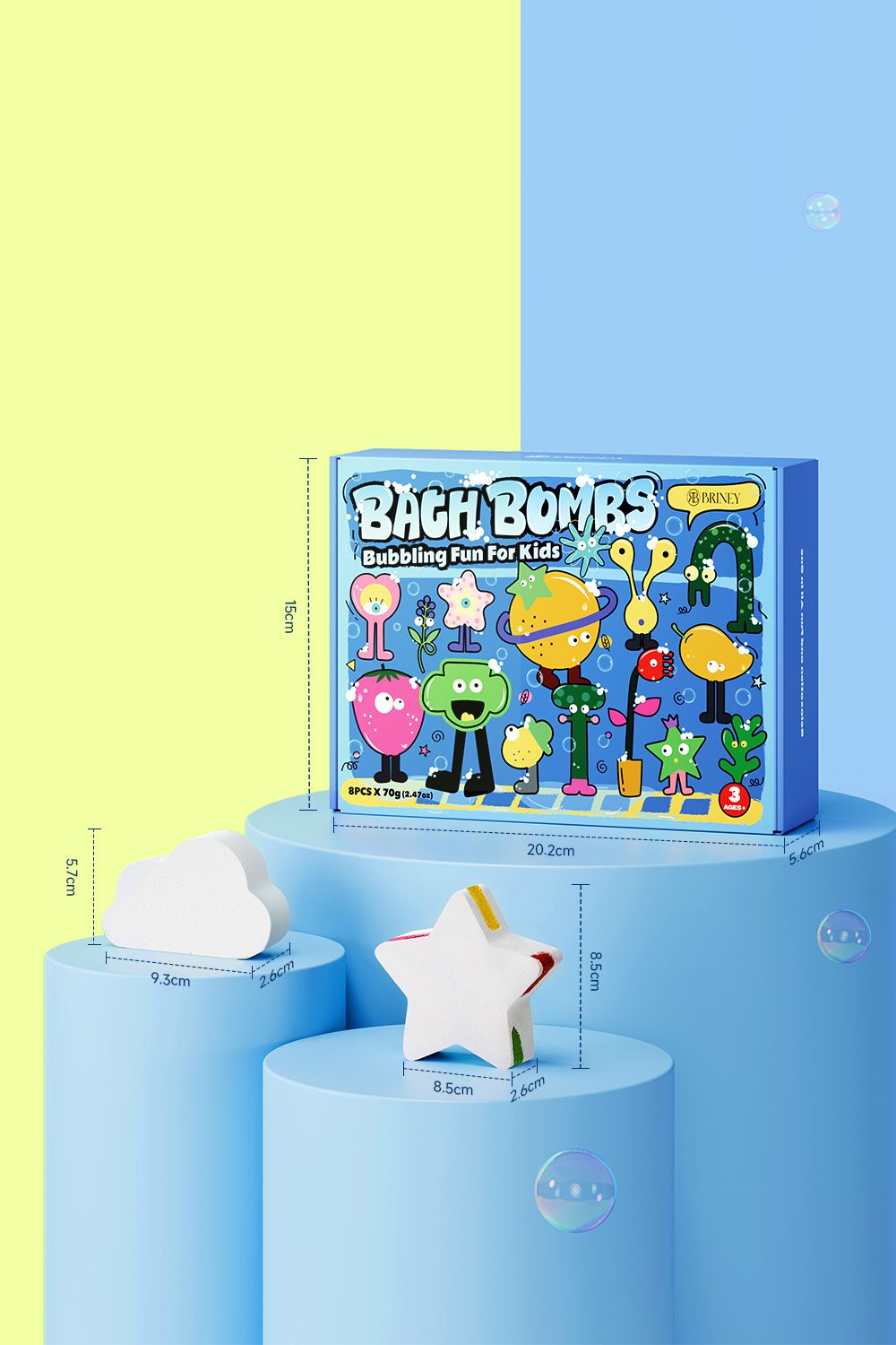 Living and Home 8Pcs Star Cloud Rainbow Bath Bomb Set image 3