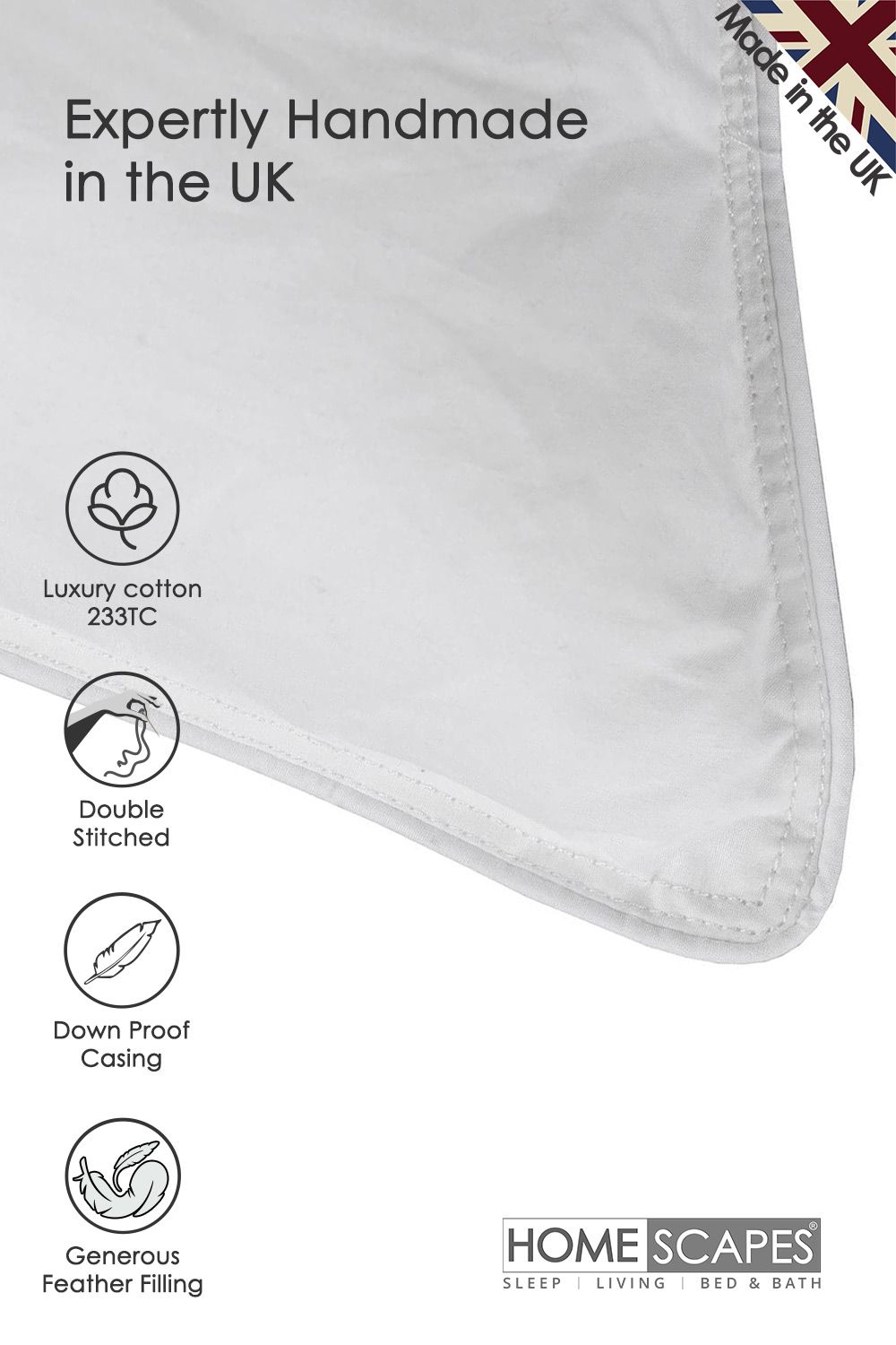 Homescapes White Duck Feather Pillow Pair image 4