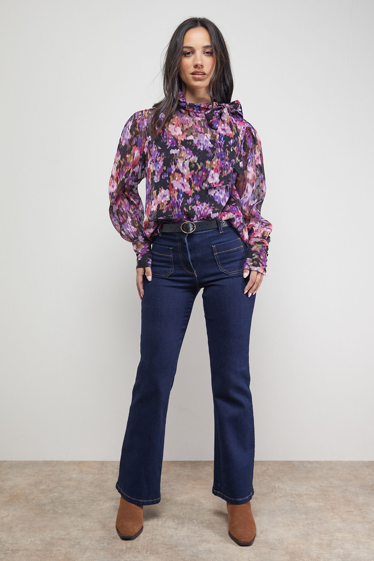 Oasis Pussy Bow Blouse Floral image 2