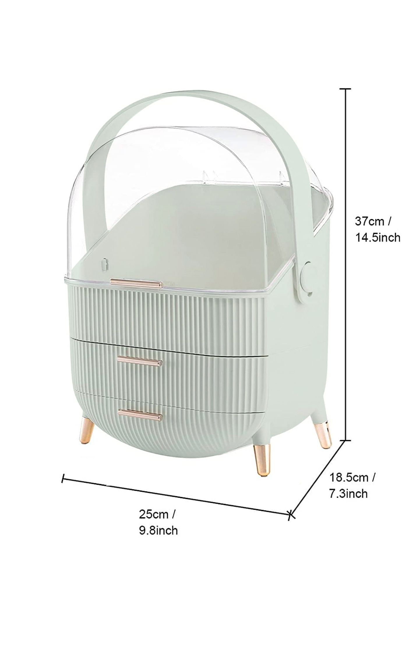 Neo Mint Green Three Layer Cosmetic Makeup Storage Organiser Skincare Display Box Case With Portable Handle image 4