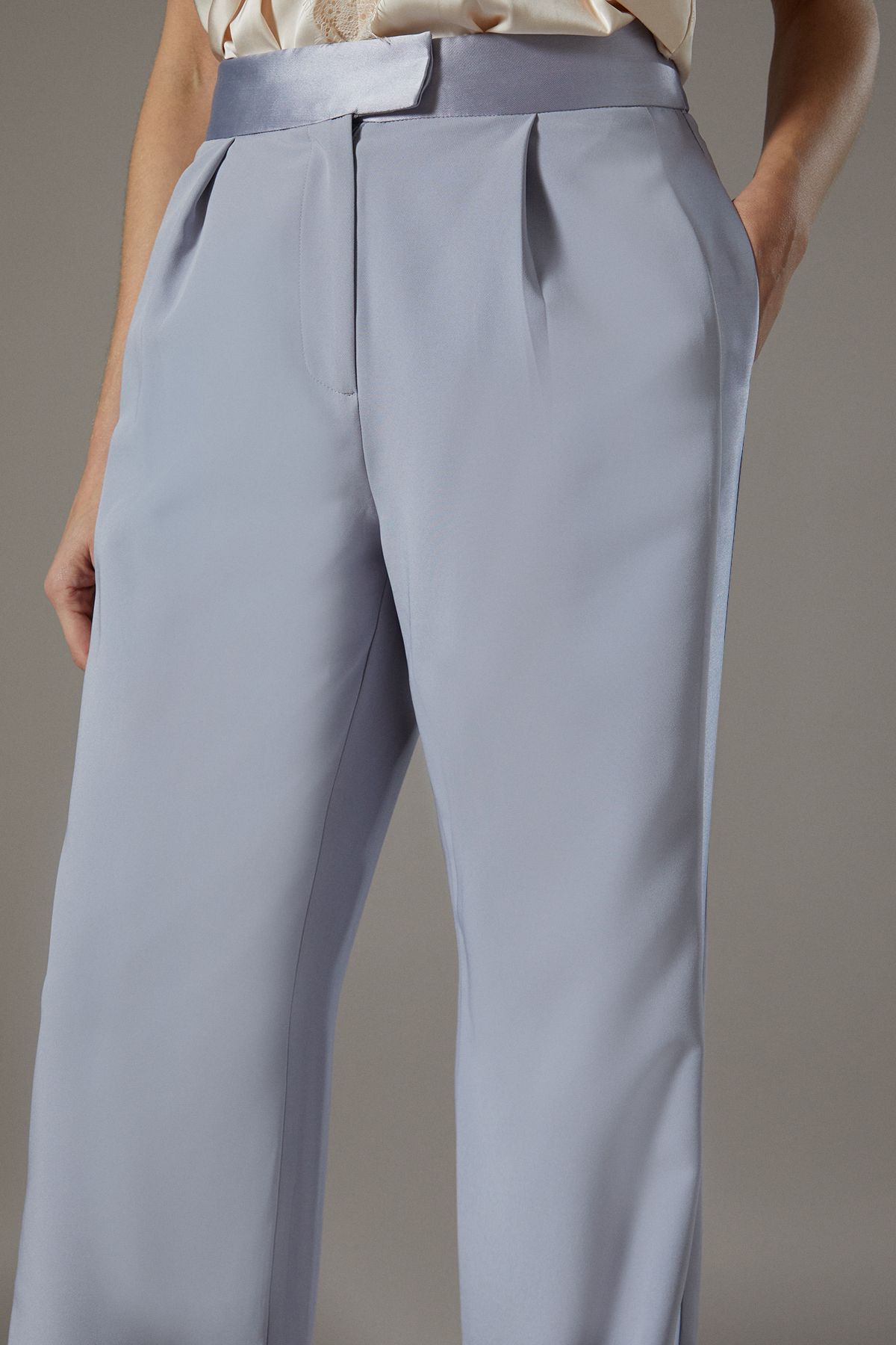 Coast Satin Twill Panel Trouser Grey Blue image 4