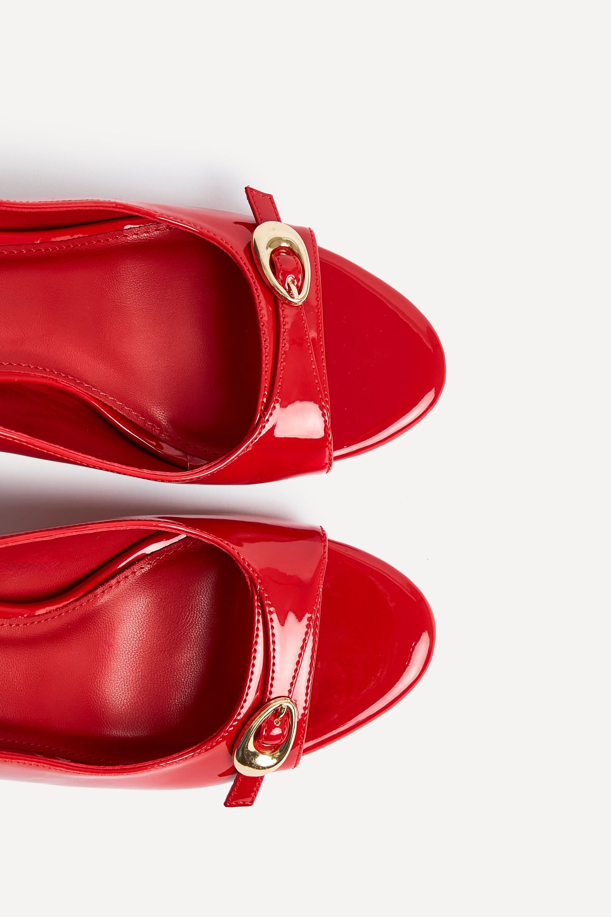 Linzi Potion Red Faux Patent Leather Peep Toe Heel image 5