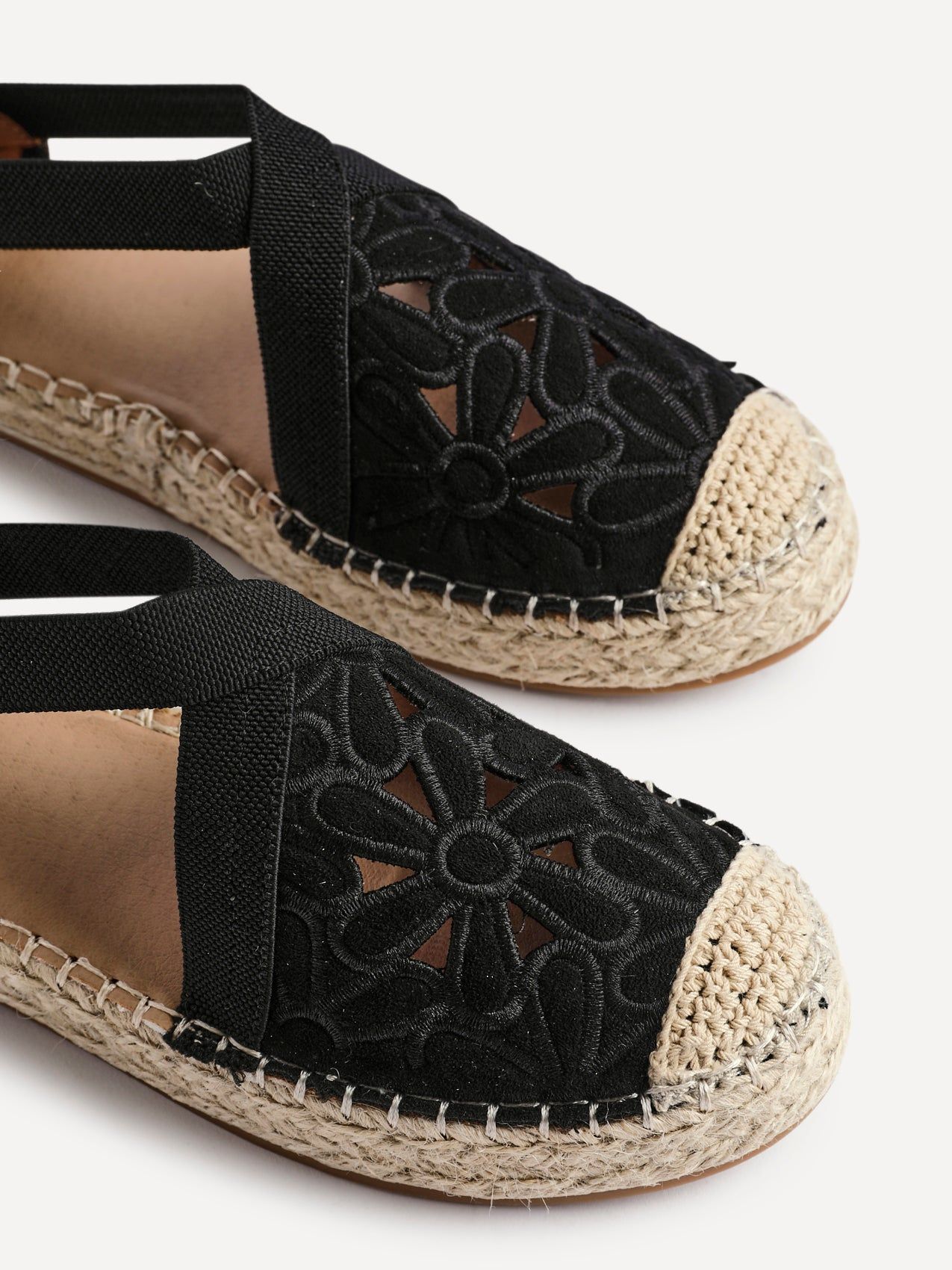 Linzi Jillian Black Faux Suede Flower Cut Out Espadrille Sandal image 4