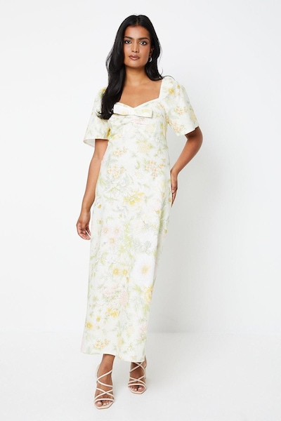 Oasis Floral Flutter Sleeve Midi Dress Multi