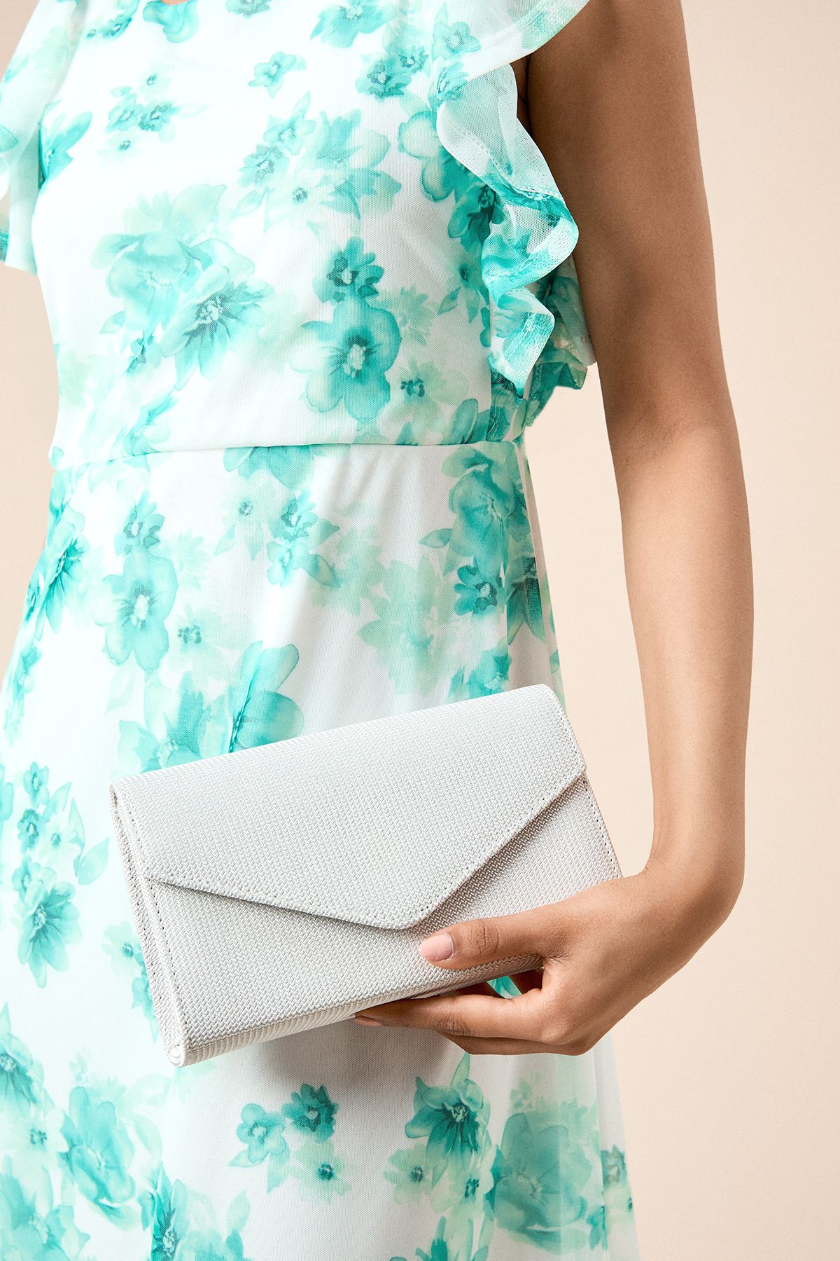 Dorothy Perkins Jersey Glitter Envelope Clutch Bag Silver image 3